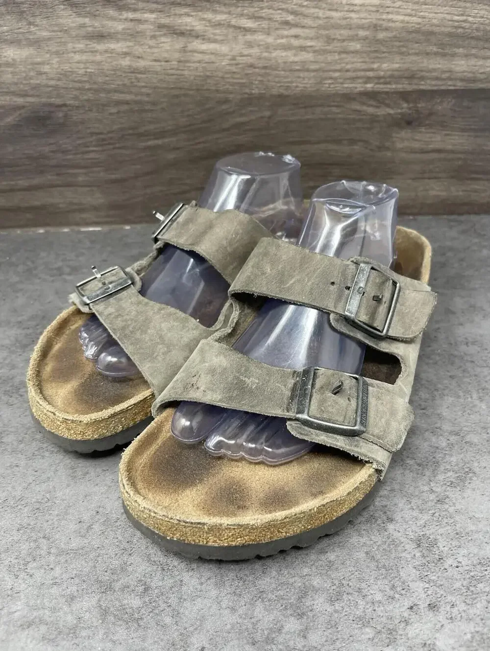 Birkenstock Arizona Taupe Suede Leather Sandals Mens Size 11 (44) Slide - Picture 2 of 8